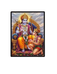 Ram Sri Hanuman Laminated Photo  - 5x7 Inches, Divine Blessings for Home & Office and Temple Decoration