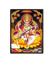 Maa Saraswati Laminated Photo  - 5x7 Inches, Divine Blessings for Home & Office and Temple Decoration