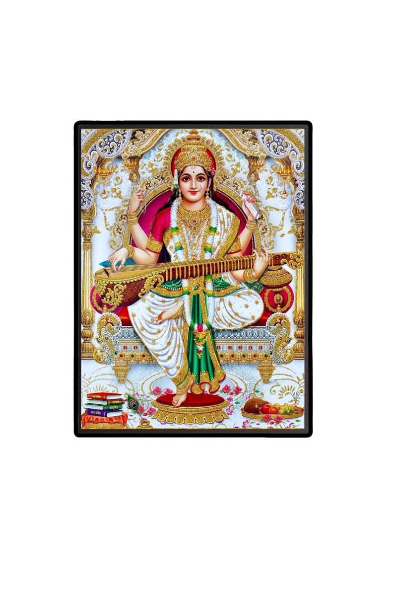 Maa Saraswati Laminated Photo  - 5x7 Inches, Divine Blessings for Home & Office and Temple Decoration