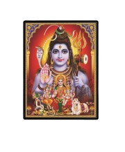 Shiva Family Laminated Photo  - 5x7 Inches, Divine Blessings for Home & Office and Temple Decoration