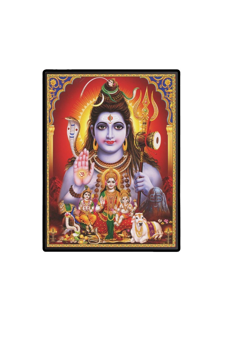 Shiva Family Laminated Photo  - 5x7 Inches, Divine Blessings for Home & Office and Temple Decoration