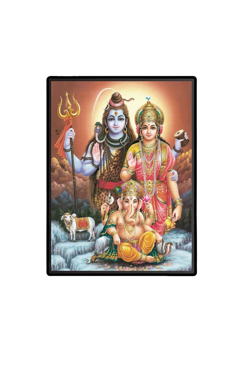 Shiva Family Laminated Photo  - 5x7 Inches, Divine Blessings for Home & Office and Temple Decoration