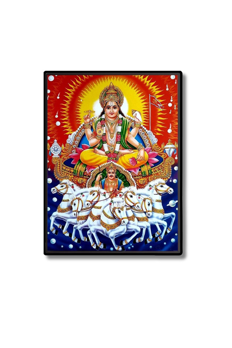 Lord Surya Laminated Photo  - 5x7 Inches, Divine Blessings for Home & Office and Temple Decoration