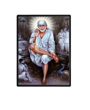 Sai Baba  Laminated Photo  - 5x7 Inches, Divine Blessings for Home & Office and Temple Decoration