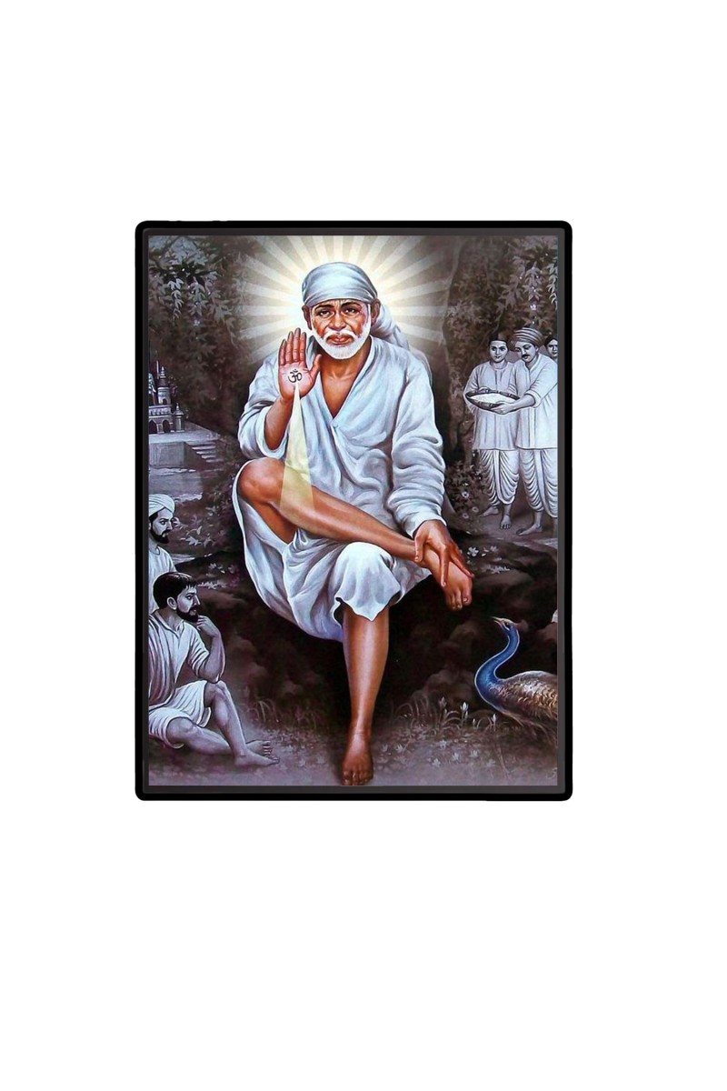 Sai Baba  Laminated Photo  - 5x7 Inches, Divine Blessings for Home & Office and Temple Decoration