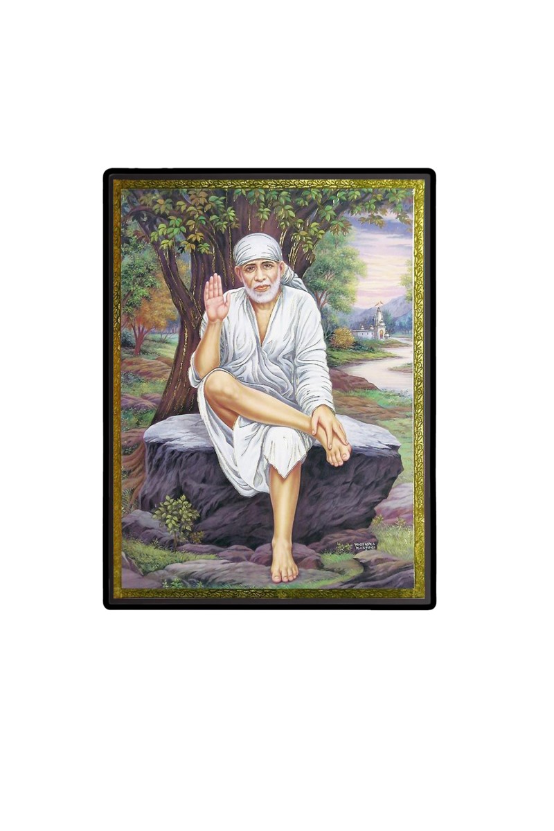Sai Baba  Laminated Photo  - 5x7 Inches, Divine Blessings for Home & Office and Temple Decoration