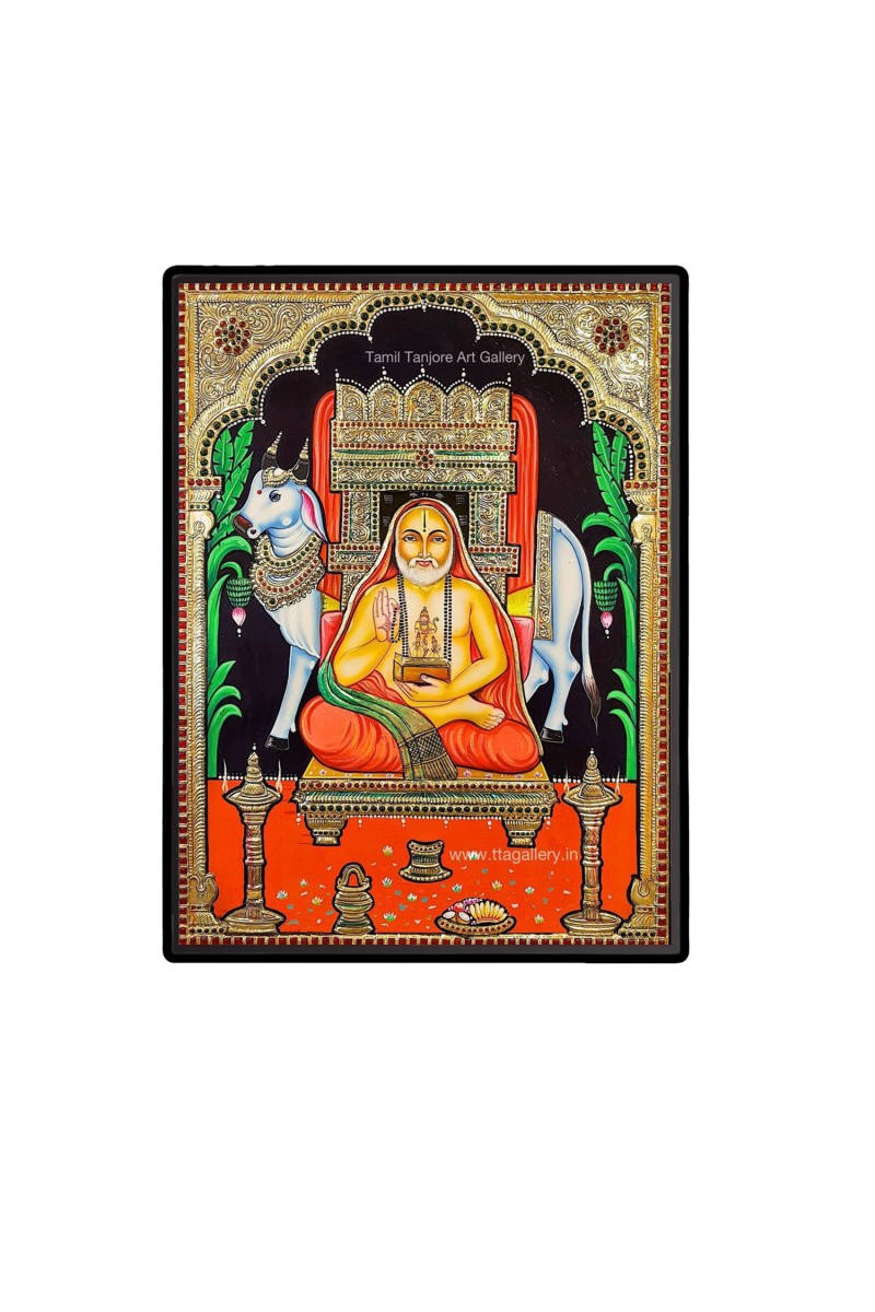 Raghavendra Swami Laminated Photo  - 5x7 Inches, Divine Blessings for Home & Office and Temple Decoration