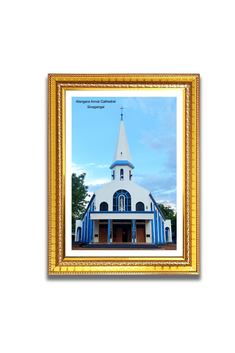 Alangara Annai Cathedral Church Church Photo Frame, 10x14 Inches Beautiful Elegant Framed Wall Art of Iconic Cathedral