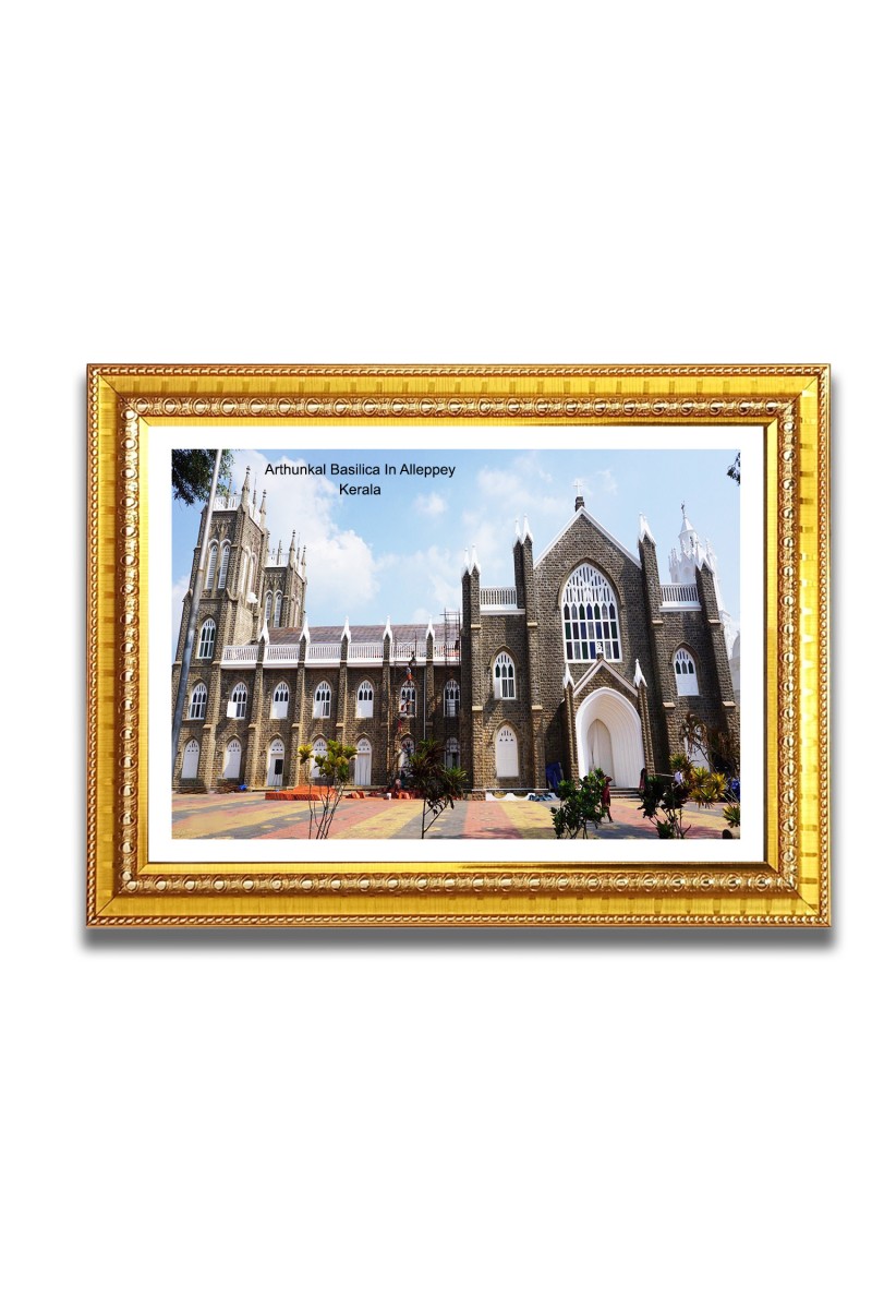 Arthunkal Basilica Church Church Photo Frame, 10x14 Inches Beautiful Elegant Framed Wall Art of Iconic Cathedral
