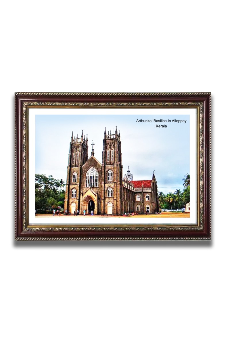 Arthunkal Basilica Church Church Photo Frame, 10x14 Inches Beautiful Elegant Framed Wall Art of Iconic Cathedral