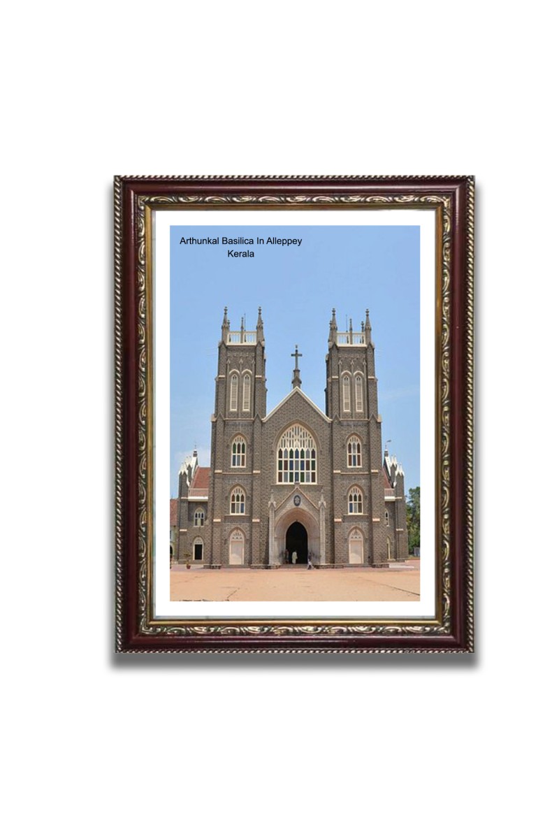 Arthunkal Basilica Church Church Photo Frame, 10x14 Inches Beautiful Elegant Framed Wall Art of Iconic Cathedral
