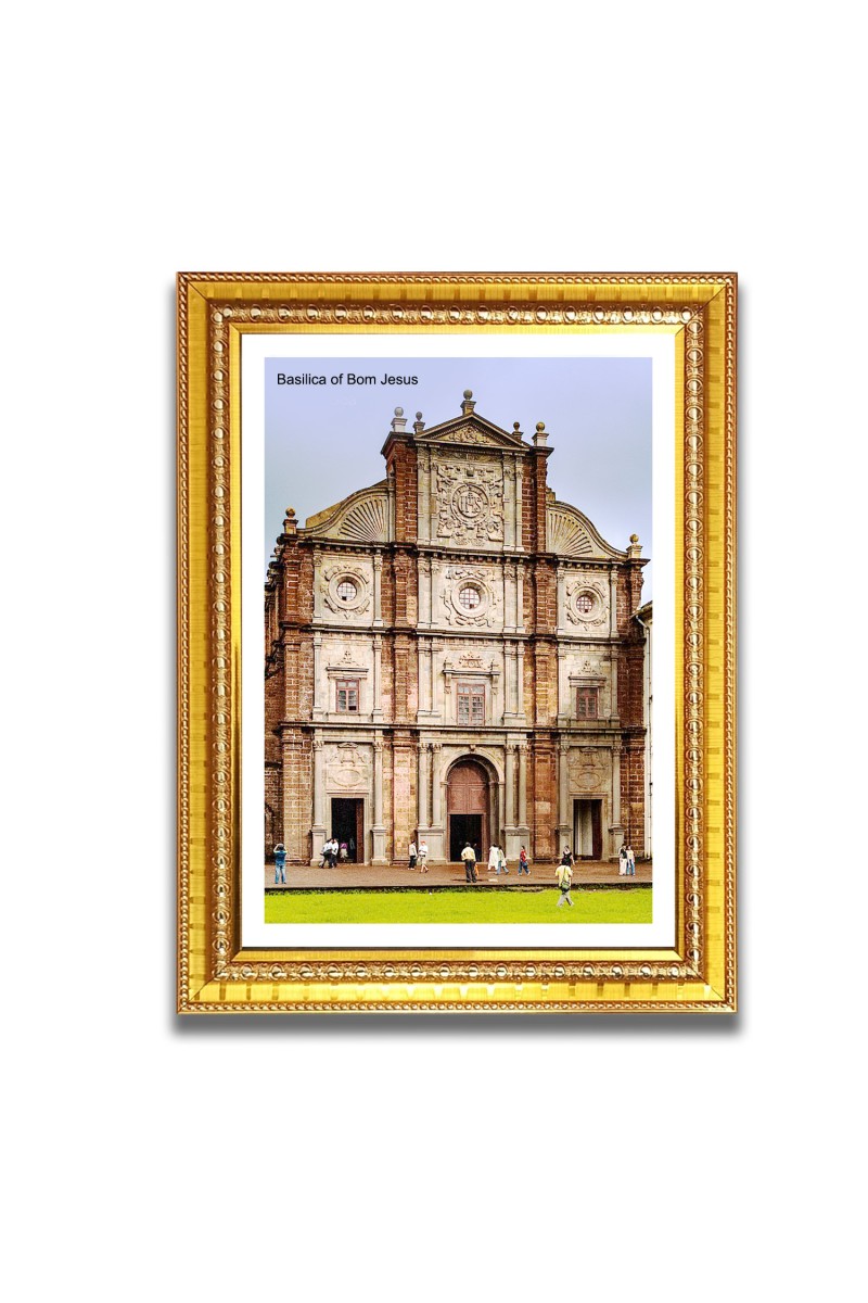 Basilica of Bom Jesus  Church Church Photo Frame, 10x14 Inches Beautiful Elegant Framed Wall Art of Iconic Cathedral