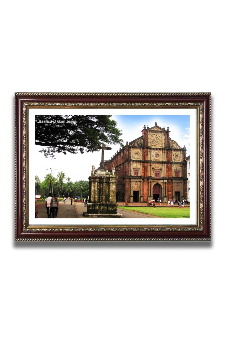 Basilica of Bom Jesus  Church Church Photo Frame, 10x14 Inches Beautiful Elegant Framed Wall Art of Iconic Cathedral
