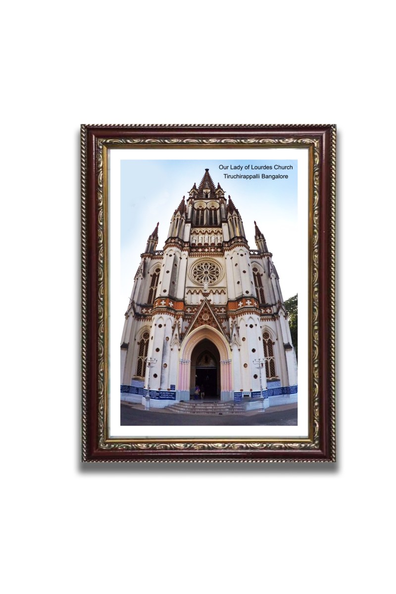 Our Lady of Lourdes Church Church Church Photo Frame, 10x14 Inches Beautiful Elegant Framed Wall Art of Iconic Cathedral