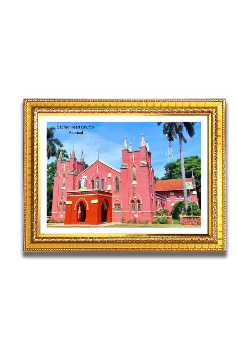 Sacred Heart Church Church Church Photo Frame, 10x14 Inches Beautiful Elegant Framed Wall Art of Iconic Cathedral