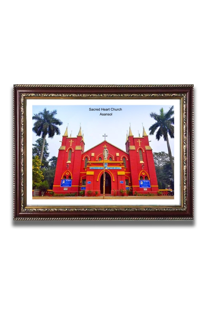 Sacred Heart Church Church Church Photo Frame, 10x14 Inches Beautiful Elegant Framed Wall Art of Iconic Cathedral