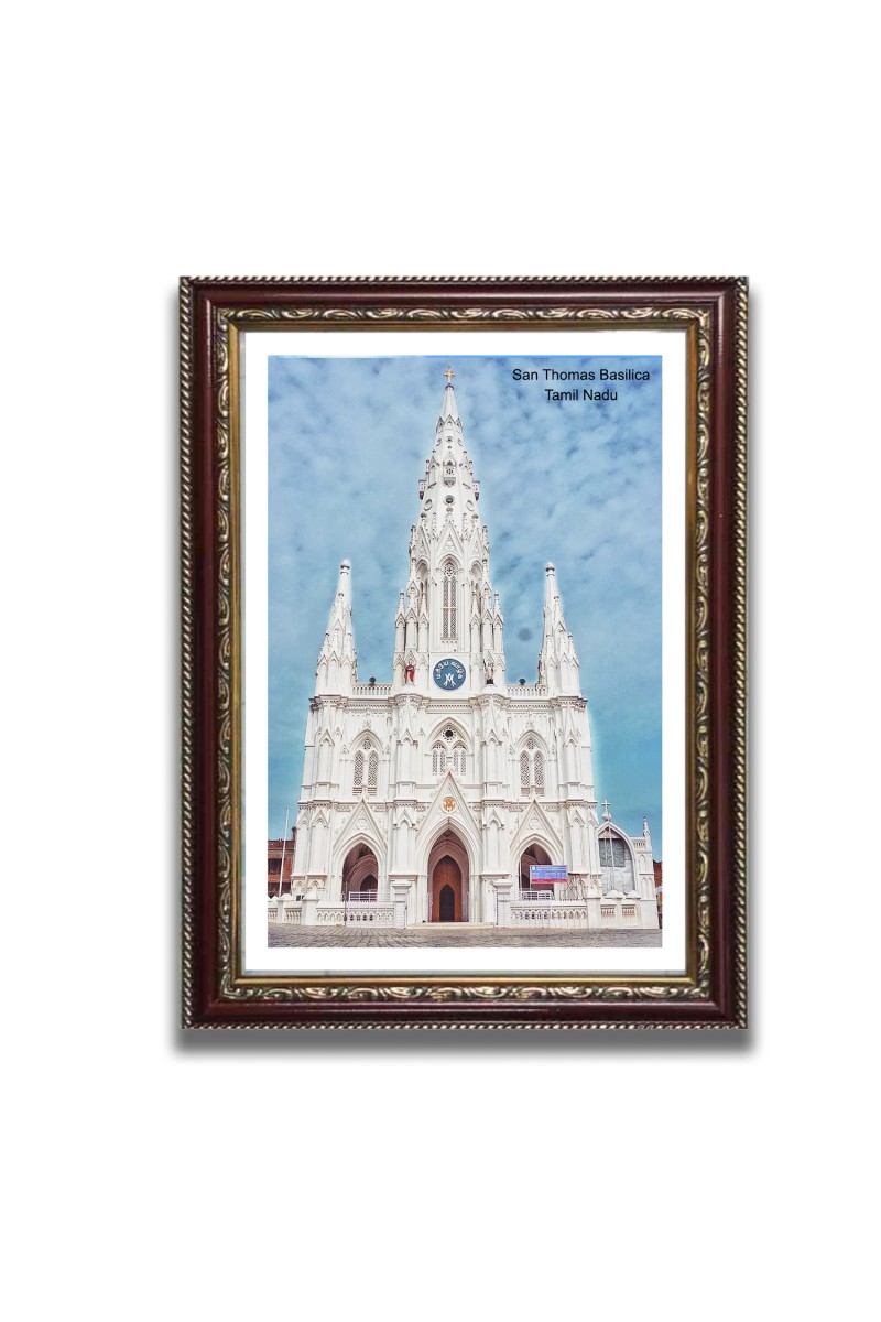 San Thomas Basilica  Church Church Photo Frame, 10x14 Inches Beautiful Elegant Framed Wall Art of Iconic Cathedral