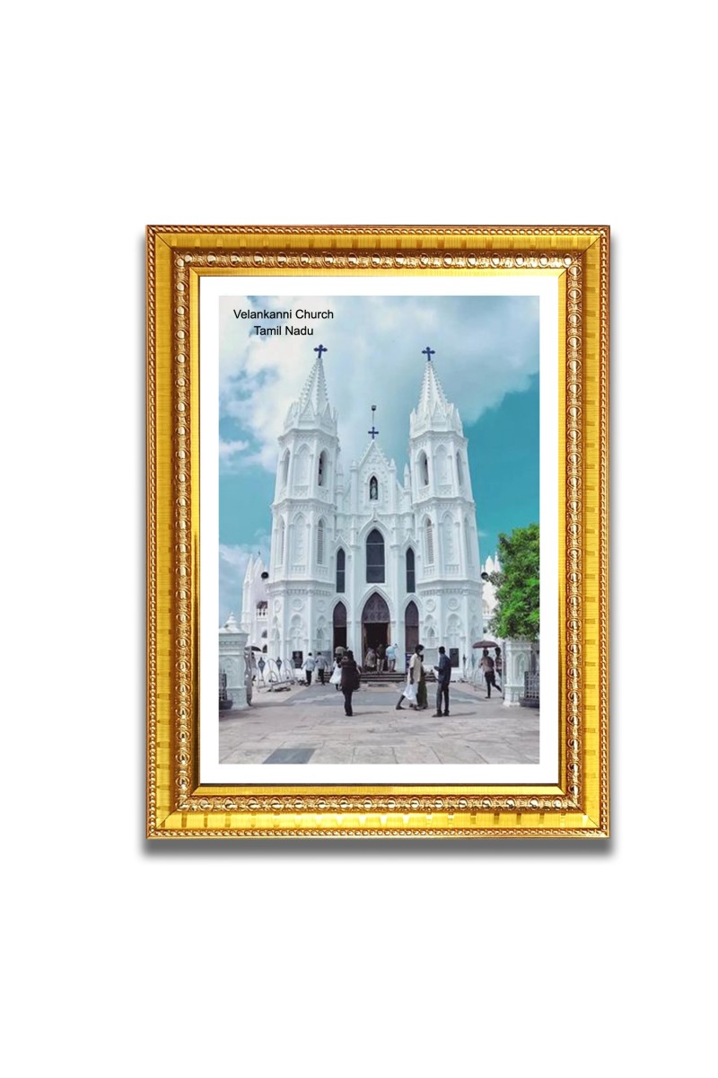 Velankanni Church  Church Church Photo Frame, 10x14 Inches Beautiful Elegant Framed Wall Art of Iconic Cathedral