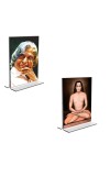 Car Desk/Table Top Sri Sri Yogananda & Mahavatar Babaji Acrylic T-Style Photo Stand - 2.5x3.5 Inches, Compact and Stylish Spiritual Display, easily change  2 photos ( Pack of 1 )