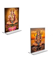 Car Desk/Table Top Sri Hanuman  Acrylic T-Style Photo Stand - 2.5x3.5 Inches, Compact and Stylish Spiritual Display, easily change  2 photos ( Pack of 1 )