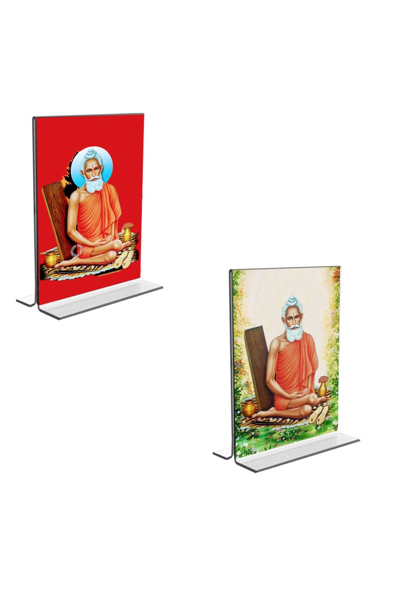 Car Desk/Table Top Loknath Baba  Acrylic T-Style Photo Stand - 2.5x3.5 Inches, Compact and Stylish Spiritual Display, easily change  2 photos ( Pack of 1 )