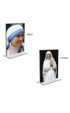 Car Desk/Table Top Mother Teresa  Acrylic T-Style Photo Stand - 2.5x3.5 Inches, Compact and Stylish Spiritual Display, easily change  2 photos ( Pack of 1 )