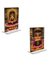 Car Desk/Table Top Lord Shiva Lingam  Acrylic T-Style Photo Stand - 2.5x3.5 Inches, Compact and Stylish Spiritual Display, easily change  2 photos ( Pack of 1 )