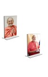 Car Desk/Table Top Swami Kriyananda  Acrylic T-Style Photo Stand - 2.5x3.5 Inches, Compact and Stylish Spiritual Display, easily change  2 photos ( Pack of 1 )