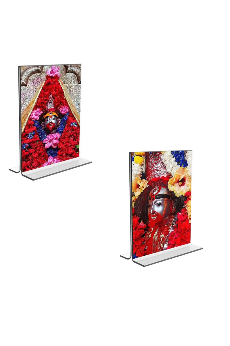 Car Desk/Table Top Tara Maa  Acrylic T-Style Photo Stand - 2.5x3.5 Inches, Compact and Stylish Spiritual Display, easily change  2 photos ( Pack of 1 )