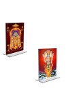 Car Desk/Table Top Lord Tirupati Balaji & Lord Vishnu  Acrylic T-Style Photo Stand - 2.5x3.5 Inches, Compact and Stylish Spiritual Display, easily change  2 photos ( Pack of 1 )