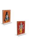 Car Desk/Table Top Lord Shiva & Lord Vishnu  Acrylic T-Style Photo Stand - 2.5x3.5 Inches, Compact and Stylish Spiritual Display, easily change  2 photos ( Pack of 1 )