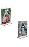 Car Desk/Table Top Lord Shiva  Acrylic T-Style Photo Stand - 2.5x3.5 Inches, Compact and Stylish Spiritual Display, easily change  2 photos ( Pack of 1 )