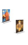 Car Desk/Table Top Swami Vivekananda  & Guru Nanak  Acrylic T-Style Photo Stand - 2.5x3.5 Inches, Compact and Stylish Spiritual Display, easily change  2 photos ( Pack of 1 )