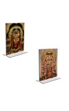 Car Desk/Table Top Lord Shiva & Sri Hanuman  Acrylic T-Style Photo Stand - 2.5x3.5 Inches, Compact and Stylish Spiritual Display, easily change  2 photos ( Pack of 1 )