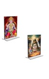 Car Desk/Table Top Lord Shiva & Sri Hanuman  Acrylic T-Style Photo Stand - 2.5x3.5 Inches, Compact and Stylish Spiritual Display, easily change  2 photos ( Pack of 1 )