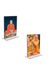 Car Desk/Table Top Sri Ramakrishna Paramhansa & Swami Narayan  Acrylic T-Style Photo Stand - 2.5x3.5 Inches, Compact and Stylish Spiritual Display, easily change  2 photos ( Pack of 1 )