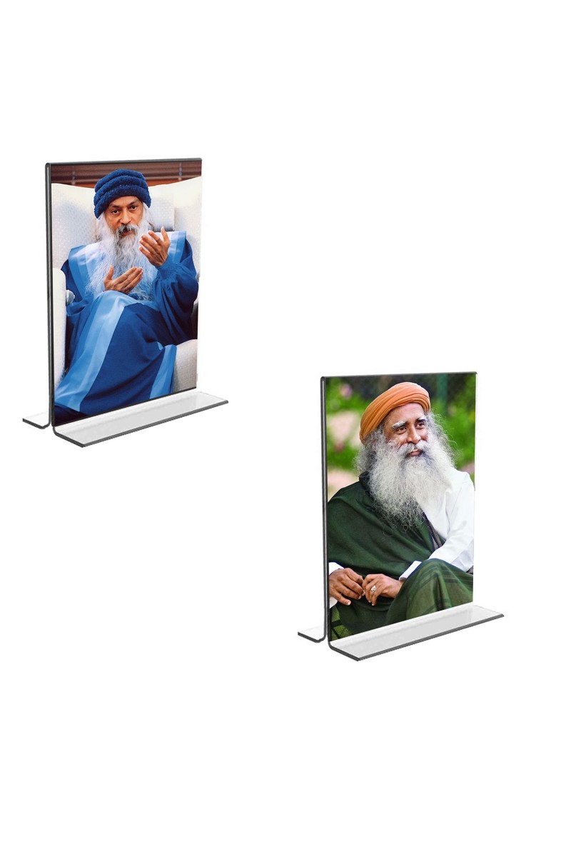 Car Desk/Table Top Osho  Acrylic T-Style Photo Stand - 2.5x3.5 Inches, Compact and Stylish Spiritual Display, easily change  2 photos ( Pack of 1 )