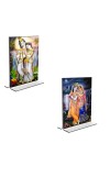 Car Desk/Table Top Sri Radha Sri Krishna  Acrylic T-Style Photo Stand - 2.5x3.5 Inches, Compact and Stylish Spiritual Display, easily change  2 photos ( Pack of 1 )