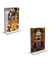 Car Desk/Table Top Lord Ram Lalla & Lord Jagannath  Acrylic T-Style Photo Stand - 2.5x3.5 Inches, Compact and Stylish Spiritual Display, easily change  2 photos ( Pack of 1 )