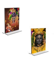 Car Desk/Table Top Sri Ram Lalla Acrylic T-Style Photo Stand - 2.5x3.5 Inches, Compact and Stylish Spiritual Display, easily change  2 photos ( Pack of 1 )