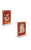 Car Desk/Table Top Sri Ram & cHanuman  Acrylic T-Style Photo Stand - 2.5x3.5 Inches, Compact and Stylish Spiritual Display, easily change  2 photos ( Pack of 1 )