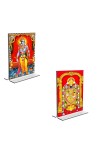 Car Desk/Table Top Sri Ram & Lord Tirupati Balaji  Acrylic T-Style Photo Stand - 2.5x3.5 Inches, Compact and Stylish Spiritual Display, easily change  2 photos ( Pack of 1 )
