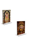 Car Desk/Table Top Sri Ram Lalla & Lord Vishnu  Acrylic T-Style Photo Stand - 2.5x3.5 Inches, Compact and Stylish Spiritual Display, easily change  2 photos ( Pack of 1 )