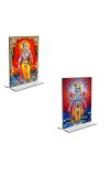 Car Desk/Table Top Sri Ram & Lord Vishnu  Acrylic T-Style Photo Stand - 2.5x3.5 Inches, Compact and Stylish Spiritual Display, easily change  2 photos ( Pack of 1 )