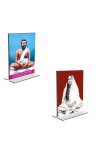Car Desk/Table Top Sri Ramakrishna Paramhansa & Sarada Maa  Acrylic T-Style Photo Stand - 2.5x3.5 Inches, Compact and Stylish Spiritual Display, easily change  2 photos ( Pack of 1 )