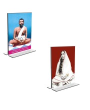 Car Desk/Table Top Sri Ramakrishna Paramhansa & Sarada Maa  Acrylic T-Style Photo Stand - 2.5x3.5 Inches, Compact and Stylish Spiritual Display, easily change  2 photos ( Pack of 1 )