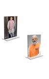 Car Desk/Table Top Sri Narendra Modi  Acrylic T-Style Photo Stand - 2.5x3.5 Inches, Compact and Stylish Spiritual Display, easily change  2 photos ( Pack of 1 )