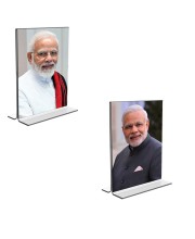 Car Desk/Table Top Sri Narendra Modi  Acrylic T-Style Photo Stand - 2.5x3.5 Inches, Compact and Stylish Spiritual Display, easily change  2 photos ( Pack of 1 )
