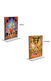 Car Desk/Table Top Maa Nava Durga & Maa Lakshmi Sri Ganesh Maa Saraswati  Acrylic T-Style Photo Stand - 2.5x3.5 Inches, Compact and Stylish Spiritual Display, easily change  2 photos ( Pack of 1 )