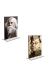 Car Desk/Table Top Sri Rabindranath Tagore and  Netaji Subhash Chandra Bose  Acrylic T-Style Photo Stand - 2.5x3.5 Inches, Compact and Stylish Spiritual Display, easily change  2 photos ( Pack of 1 )